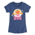 thumbnail image 1 of Sesame Street - Zoe Scribble - Girls Fitted Short Sleeve Graphic T-Shirt, 1 of 4