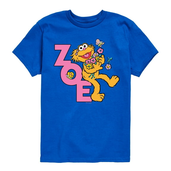 Sesame Street - Zoe With Flowers - Toddler and Youth Short Sleeve Graphic T-Shirt