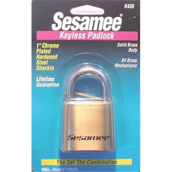 Sesamee Combination Padlock,1 3/4in,Rectgle,Gold K0436