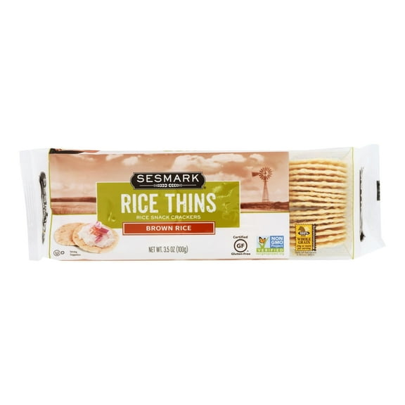 Sesmark Foods Rice Thins - Brown - Case of 12 - 3.5 oz.