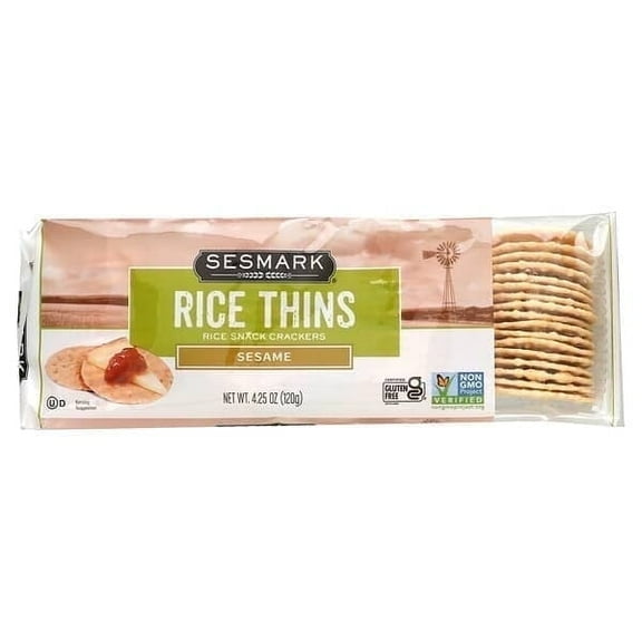 Sesmark, Rice Thins, Rice Snack Crackers, Sesame, 4.25 oz Pack of 4