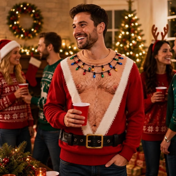 Funny Santa Abs Ugly Christmas Sweater, Santa Belly Sweatshirt ...