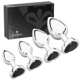 thumbnail image 1 of Session Butt Plugs, 4-Piece Training Set, Anal Plug Toys, Stainless Steel Jewel Charm, Silver & Black, Heart Shape, 1 of 5