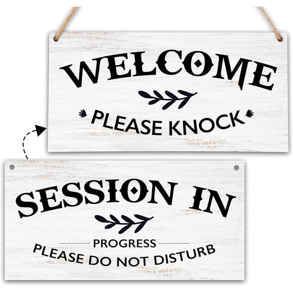 In Session Door Sign for Therapists, Do Not Disturb Hanger Sign for Therapy Office Decor, 6X12 Inches Double Sided Wooden Welcome Hanging Plaque-MBB08