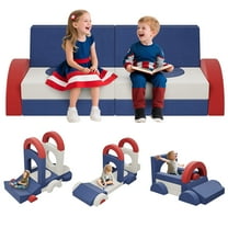 SESSLIFE 18 PCS Modular Kids Play Couch, Sponge Kids Sofa Couch for Boys Girls, Modern Toddler Sofa with More Fun, DIY Creativing Modular Kids Sofa for Playroom, Bedroom, Nursery, Aged 3 , Blue