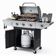 thumbnail image 1 of Sesslife 3-Burner BBQ Propane Gas Grill, Stainless Steel 37,000 BTU Patio Garden Barbecue Grill with Side Burner,Shelves,Gas Tank Hook, Perfect for Camping Outdoor Cooking & Parties, 1 of 12