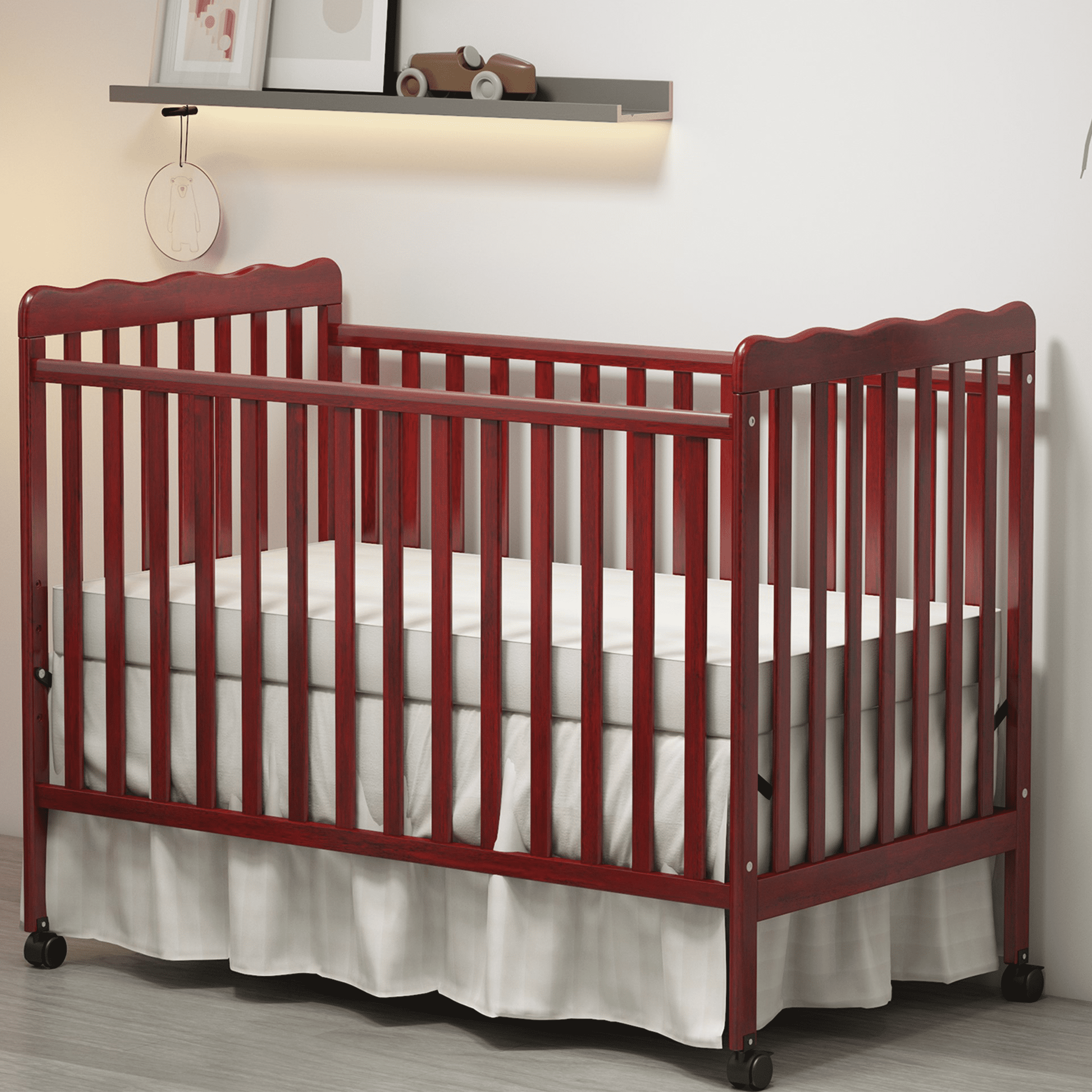 Sesslife 3In1 Convertible Crib, Baby Bed with Locking Wheels