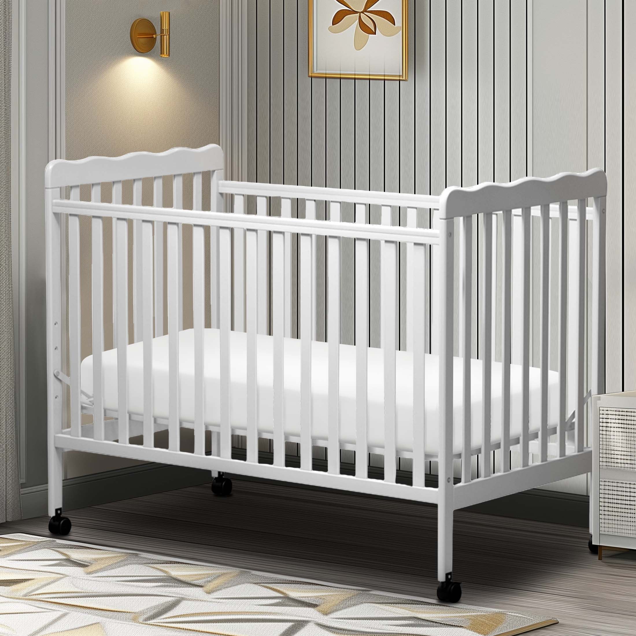 Sesslife 3In1 Convertible Crib, Baby Bed with Locking Wheels