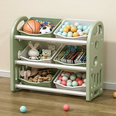 3-Tier Kid's Toy Storage Organizer with 9 Plastic Bins - Walmart.com