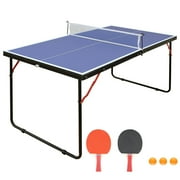 Sesslife 4.5ft Table Tennis Table, Portable & Foldable Ping Pong Table Set, Indoor/Outdoor Game Table with Net, 2 Table Tennis Paddles and 3 Balls