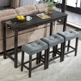 thumbnail image 1 of SESSLIFE 4 Piece Bar Table Set with Power Outlet, Counter Height Pub Table with Padded Stools, Behind the Couch Table Set for Living Room,Dining room, Dark Gray, 1 of 6