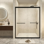 Sesslife 44-48" W x 72 in H Double Sliding Shower Door with Aluminum Frame, Modern Bathroom Shower Door with 1/4" Clear Tempered Glass and Stainless Steel Long Handles, SCGG Certified, Matte Black