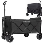 Sesslife 220LBS Collapsible Wagon Cart, 120L Capacity Storage Garden Wagon, Outdoor Heavy Duty Utility Beach Wagon Cart for Sand with Big Wheels, Adjustable Handle for Shopping, Camping