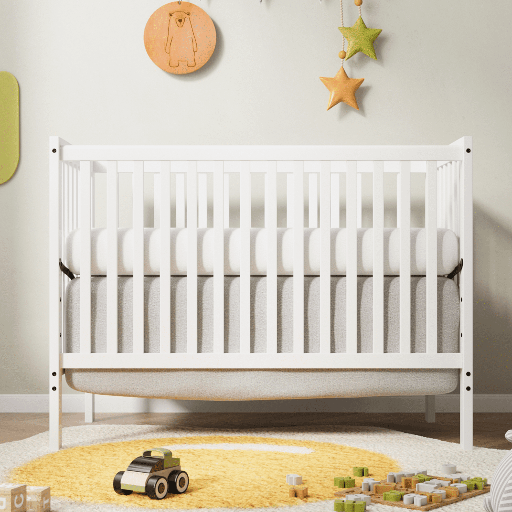 Sesslife 5In1 Convertible Crib, Baby Bed, Converts from Baby Crib to