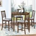 thumbnail image 1 of SESSLIFE 5 Piece Counter Height Dining Room Set, Includes Table & 4 Upholstered Chairs, Walnut, 1 of 11