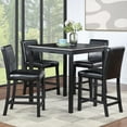 thumbnail image 1 of Sesslife 5 Piece Modern Dining Set for Home, Kitchen, Wooden Dining Square Table Set, Counter Height Table Set with 4 Upholstered Chairs, Black, 1 of 11