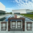 thumbnail image 1 of Sesslife 5 Piece Pe Rattan Outdoor Patio Bar Set, Brown, 1 of 9