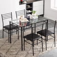 thumbnail image 1 of Sesslife 5 Pieces Dining Table Set, Kitchen Table and Chairs for 4, Black Glass Dining Table Set, Small Kitchen Table and 4 PU Chairs, 1 of 11