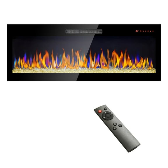 Sesslife 50" Ultra-Thin Electric Fireplace Inserts, Recessed Wall Mounted Fireplace, Adjustable Flame Color & Speed, Low Noise LED Fireplace Heater with Touch Screen and Remote Control, Black