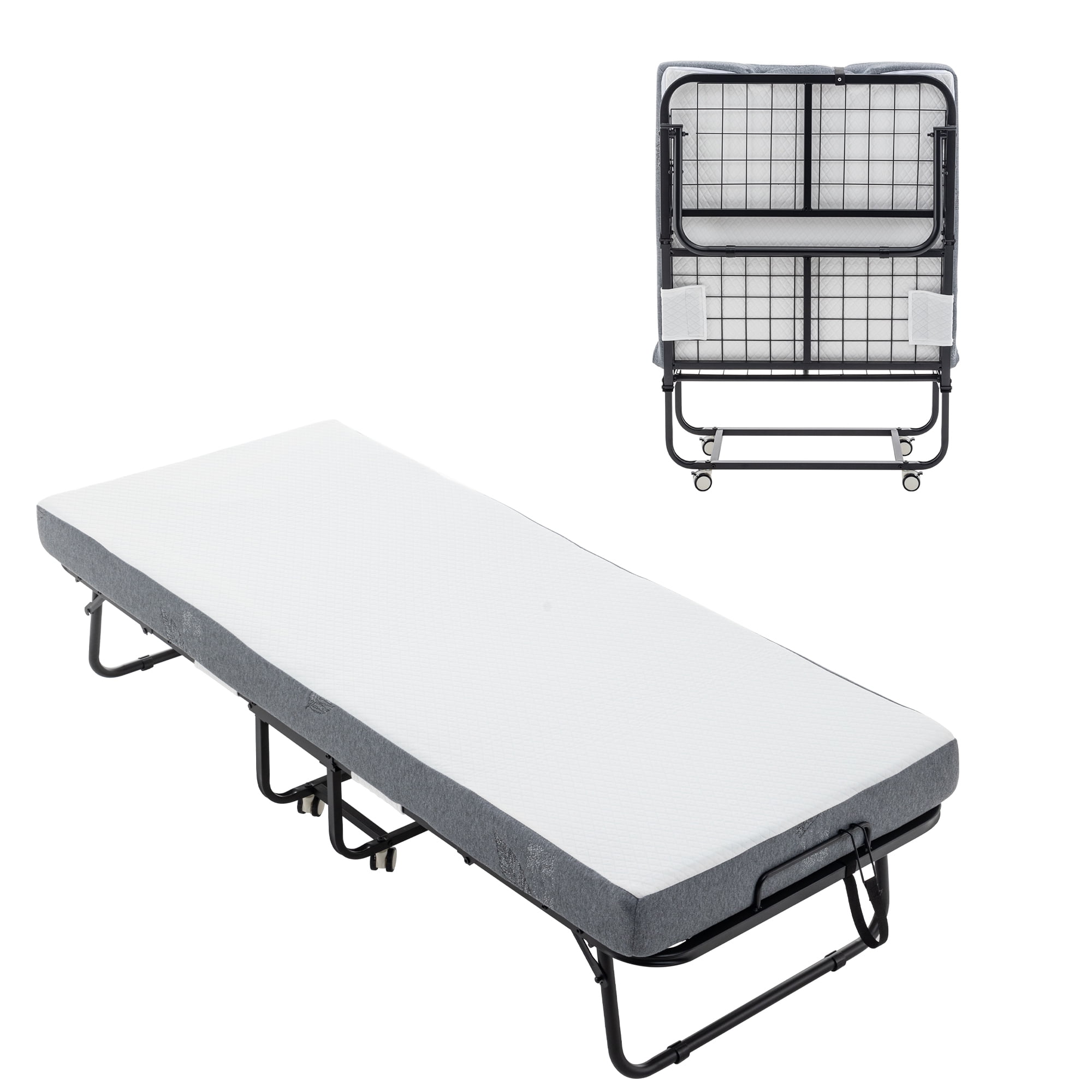Sesslife 75x31 Folding Bed Bed Frame With Mattress, Roll Away Adult Bed