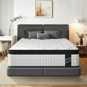 12 inch Twin Mattress, Sesslife Memory Foam Mattress in a Box, Cooling Gel Hybrid Mattress with Knitted Fabric, Twin Size Individual Pocket Spring Mattress, Medium Firm, CertiPUR-US, White/Black