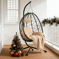 thumbnail image 1 of Sesslife Adult Steel Egg Hanging Chair with Soft Cushion and Pillow, Black, 1 of 8