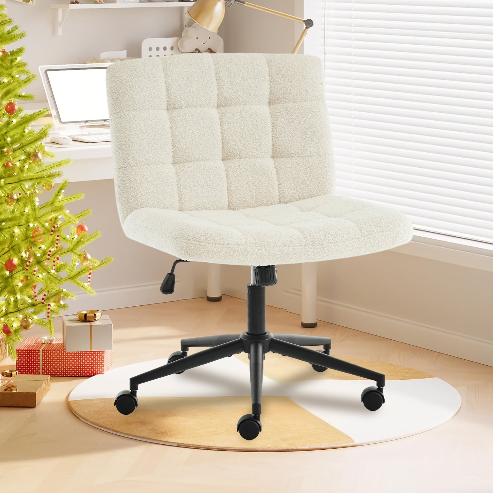 Sesslife Armless Office Desk Chair with Castors, Ergonomic Wide Seat
