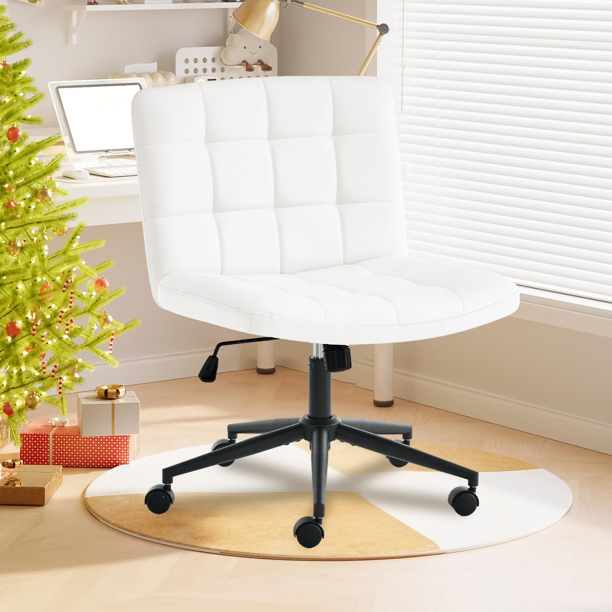 Sesslife Armless Office Desk Chair with Castors, Ergonomic Wide Seat