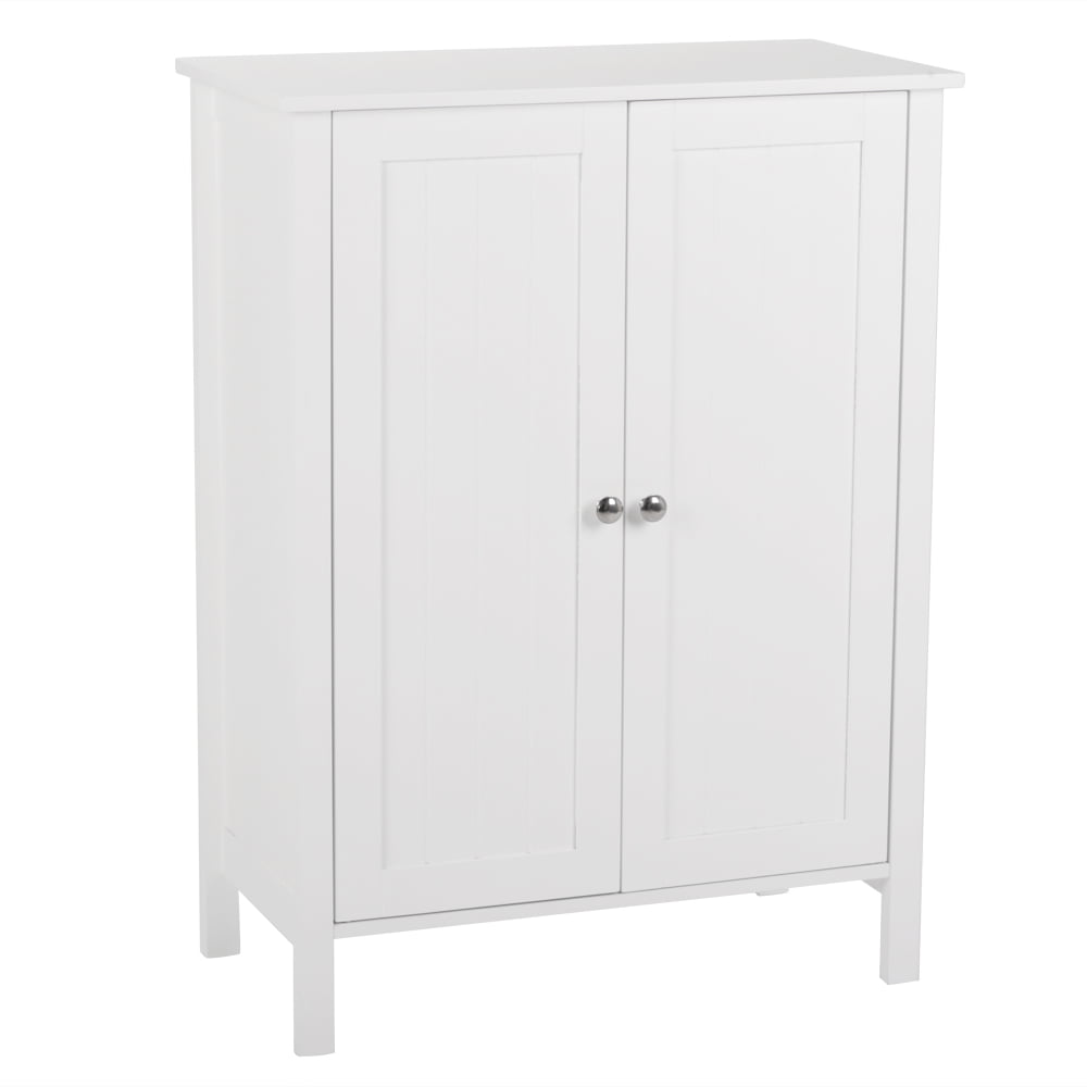White Wooden Living Room Cabinet with Adjustable Shelving