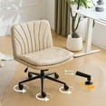 thumbnail image 1 of Sesslife Armless Cross-Legged Office Chair with Caster, Modern Adjustable Swivel Leather Computer Task Chair with Reclining, Comfy Upholstered Home Office Desk Chair for Office Home Bedroom, Beige, 1 of 8
