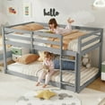 thumbnail image 1 of SESSLIFE Bunk Bed Twin Over Twin, Low Floor Bunk Bed with Guard Rails for Dorm, Small Space, No Box Spring Needed (Gray), 1 of 7