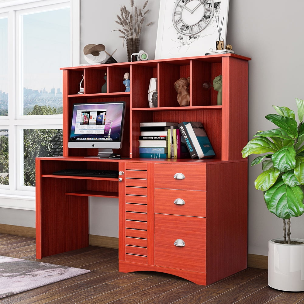 Wood Desk with Storage, SESSLIFE Computer Desk with 4 Drawers and