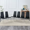 thumbnail image 1 of Sesslife Dining Chairs Set of 6, Dining Living Room Kitchen Chairs PU Leather Padded Chair with Solid Metal Legs, Urban Style Armless Checkered Dining Chair, Ergonomic Cushion Chair High Back, Black, 1 of 12
