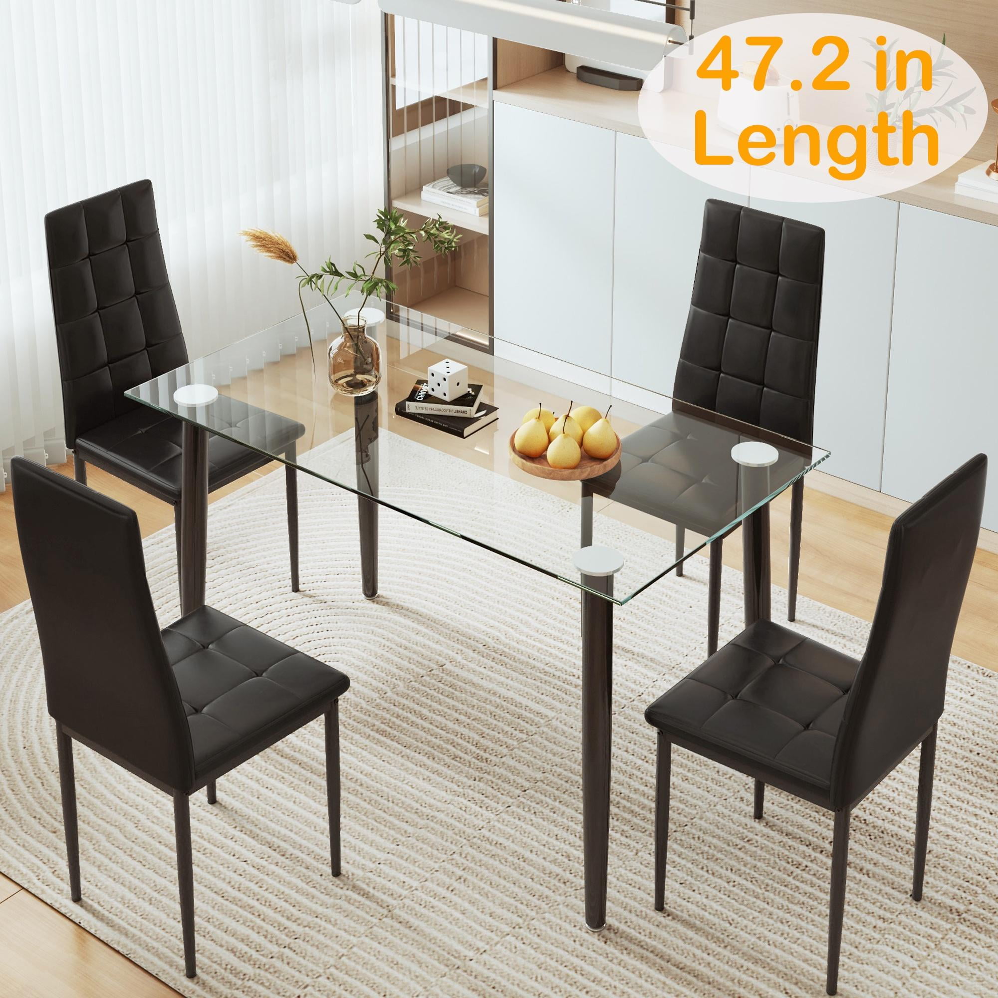Sesslife Dining Table Set, Modern Kitchen Table Chairs Set of 4 with ...