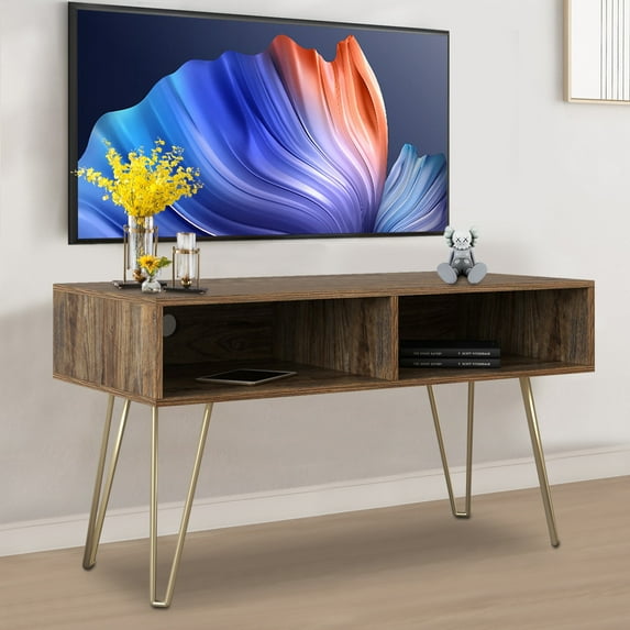 Sesslife Farmhouse TV Cabinet for 46 Inch TV, Large Television Stand with Storage Shelves, Console TV Cabinet for Living Room, Bedroom, Espresso