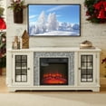 thumbnail image 1 of Sesslife Fireplace TV Stand for 65 Inch TV, Modern Media Entertainment Center Television Table with Electric Fireplace, TV Console Table with Faux Stone Surround for Living Room Bedroom, White, 1 of 11