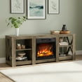 thumbnail image 1 of Sesslife Fireplace TV Stand for 65 Inch TVs, Modern TV Console Table with 18" Electric Fireplace, Wood Entertainment Center with Open Storage Space and Adjustable Shelves for Living Room, Gray, 1 of 8