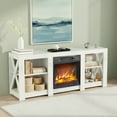 thumbnail image 1 of Sesslife Fireplace TV Stand for 65 Inch TVs, Modern TV Console Table with 18" Electric Fireplace, Wood Entertainment Center with Open Storage Space and Adjustable Shelves for Living Room, White, 1 of 8