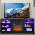 thumbnail image 1 of SESSLIFE Fireplace TV Stand for 65 Inch TV, Farmhouse TV Stand with Storage Shelves, Entertainment Center with 3D Flame Electric Fireplace Heater, Black, 1 of 8