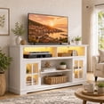thumbnail image 1 of SESSLIFE LED TV Stand for 70 inch TV, Entertainment Center Console with Large Storage, Modern TV Media Console Cabinet(White), 1 of 7