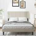 thumbnail image 1 of Sesslife Full Size Bed Frame with Classic Headboard, Upholstered Platform Bed Frame, No Box Spring Needed, Easy Assembly, Beige, 1 of 10
