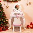 thumbnail image 1 of SESSLIFE Kids Vanity Set with Mirror Lights and Drawers, Wooden Princess Makeup Desk Set, Toddler Dressing Table Set, Pretend Play Kids Vanity Table and Chair Set for Little Girls aged 3+, White, 1 of 9
