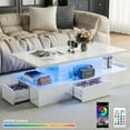 thumbnail image 1 of Sesslife 41" LED Coffee Table with 4 Storage Drawers, High Gloss White Rectangular Center Table for Living Room Bedroom, Modern Coffee Tables with Large Storage Space, App/Remote Control, 1 of 13
