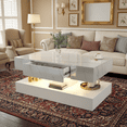 thumbnail image 1 of Sesslife White LED Coffee Table with 2 Storage Drawers, 39" Rectangular Center Table for Living Room Bedroom, Modern 2-Tier Coffee Tables w/Open Display Shelf, App/Remote Control, 1 of 9