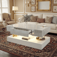 thumbnail image 1 of SESSLIFE White LED Coffee Table with 2 Storage Drawers, 39" Rectangular Center Table for Living Room Bedroom, Modern 2-Tier Coffee Tables w/Open Display Shelf, App/Remote Control, 1 of 9