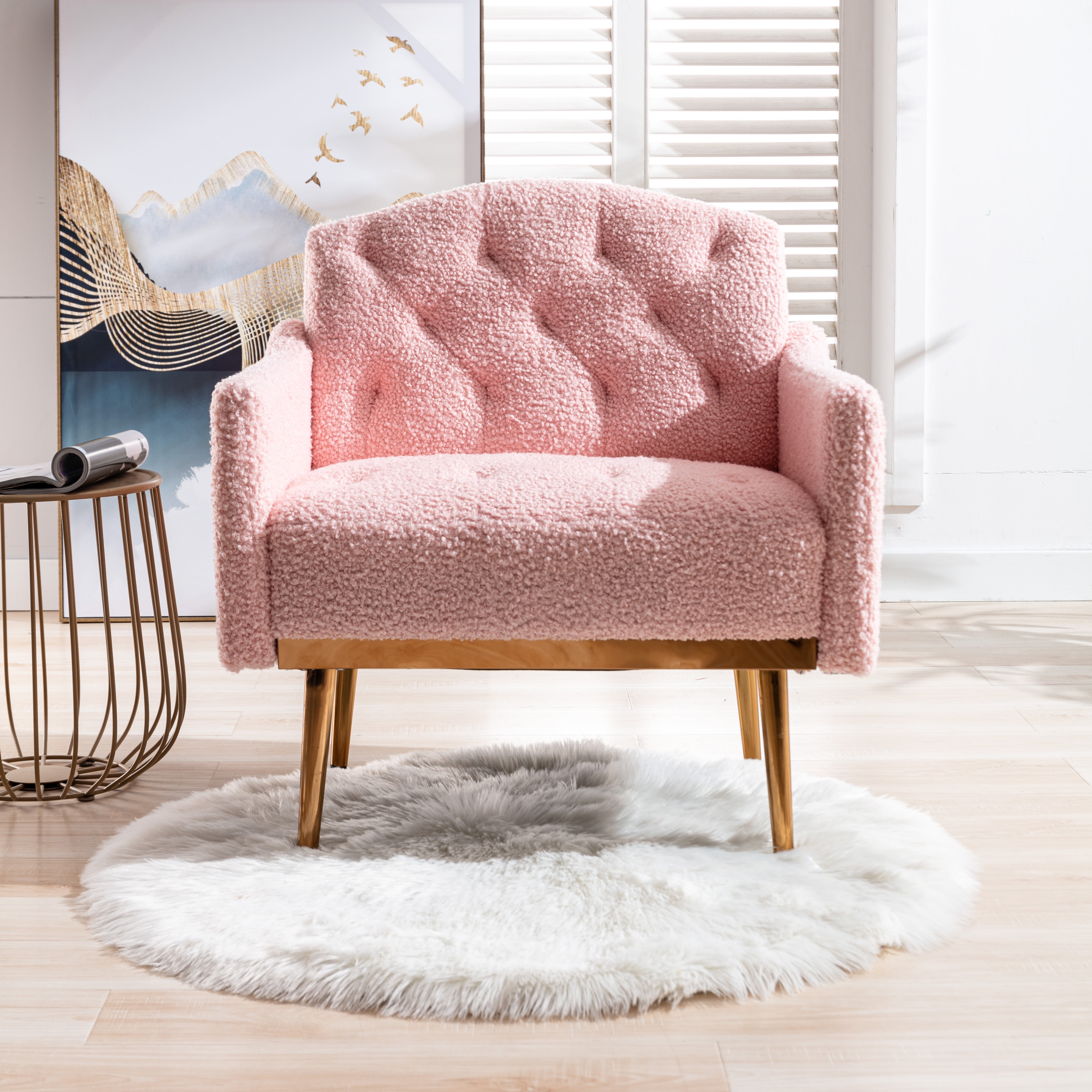 Sesslife Large Leisure Single Sofa for Home Office Ergonomic Comfortable Chair Comfy Chair Pink