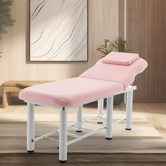 Sesslife Massage Table with Adjustable Headrest and Backrest, Modern Spa Salon Facial Bed with Bottom Shelf Storage Shelf for Eyelash Extensions Beauty Tattoo, Memory Foam Sponge Mattress, Pink