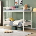 thumbnail image 1 of PARPOOS Metal Twin Over Twin Bunk Bed with 2 Ladders, Twin Bunk Beds for Teens with Full Length Guardrails, Convertible Bunk Bed Can Be Divided Into 2 Twin Beds, No Box Spring Needed, White, 1 of 9
