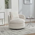 thumbnail image 1 of Sesslife Modern 360° Swivel Accent Chair, 30"W Round Single Sofa Chair with Pillow, Comfy Chenille Barrel Armchair for Living Room, Bedroom, Reading Room, Balcony, Lounge, Beige, 1 of 8