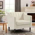 thumbnail image 1 of Sesslife Modern Upholstered Tufted Accent Chair, Velvet Fabric Single Sofa Side Chair, Comfy Barrel Club Living Room Armchair with Solid Wood Legs for Bedroom Living Reading Room Office, White, 1 of 6
